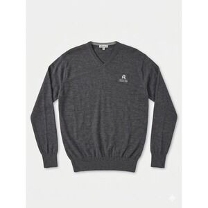 Peter Millar Sweater Mens Gray Size M V-Neck Wool Silk Blend Long Sleeve Preppy